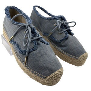 Michael‎ Kors Lace-Up Flats Espadrille Frayed Denim Size 8M NWOB